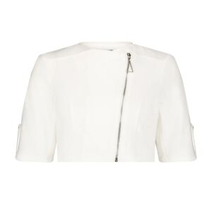 NWT Aleeza Paris Naomi White/Ivory Stretch Moto Jacket - Size Large